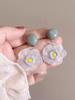 Spring and summer fresh and transparent pink flower silver nails super fairy vacation photo matte flower earrings jewelry girl