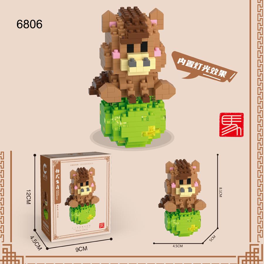 Non-Toxic Twelve Chinese Zodiac Signs Animals Toys Micro Building Blocks Models Toys For Kids Birthday Gifts Desk Ornaments