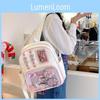Color Blocked Simple Student Backpack With Transparent Compartment Badge Display