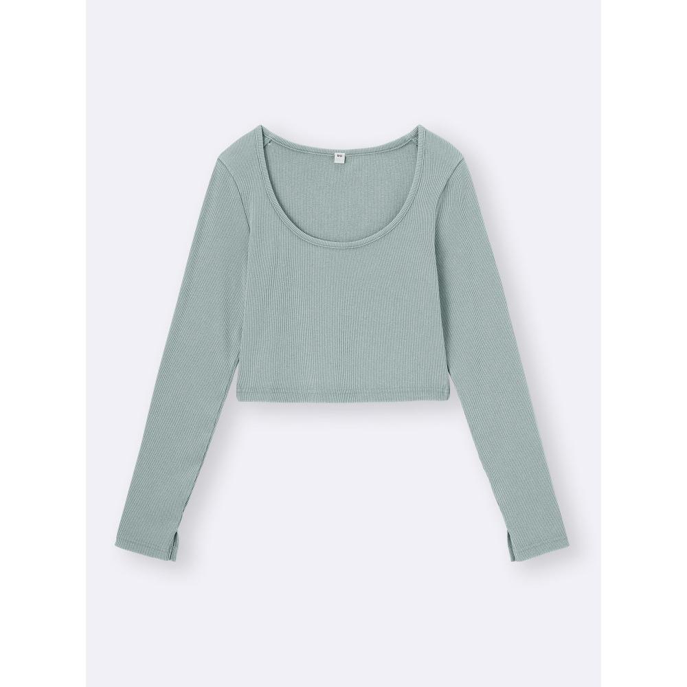Gu By Uniqlo Washed Rib Cropped Tee  Long Sleeve  +os  Us Version 