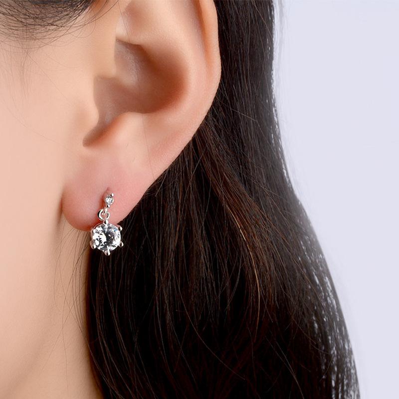 Twin Flower Earrings for Women Short Earrings Zircon Earrings Jewelry Anti-allergic