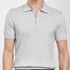 Antonio Men's Breathable Linen Blend Jacquard Zipper Polo Shirt