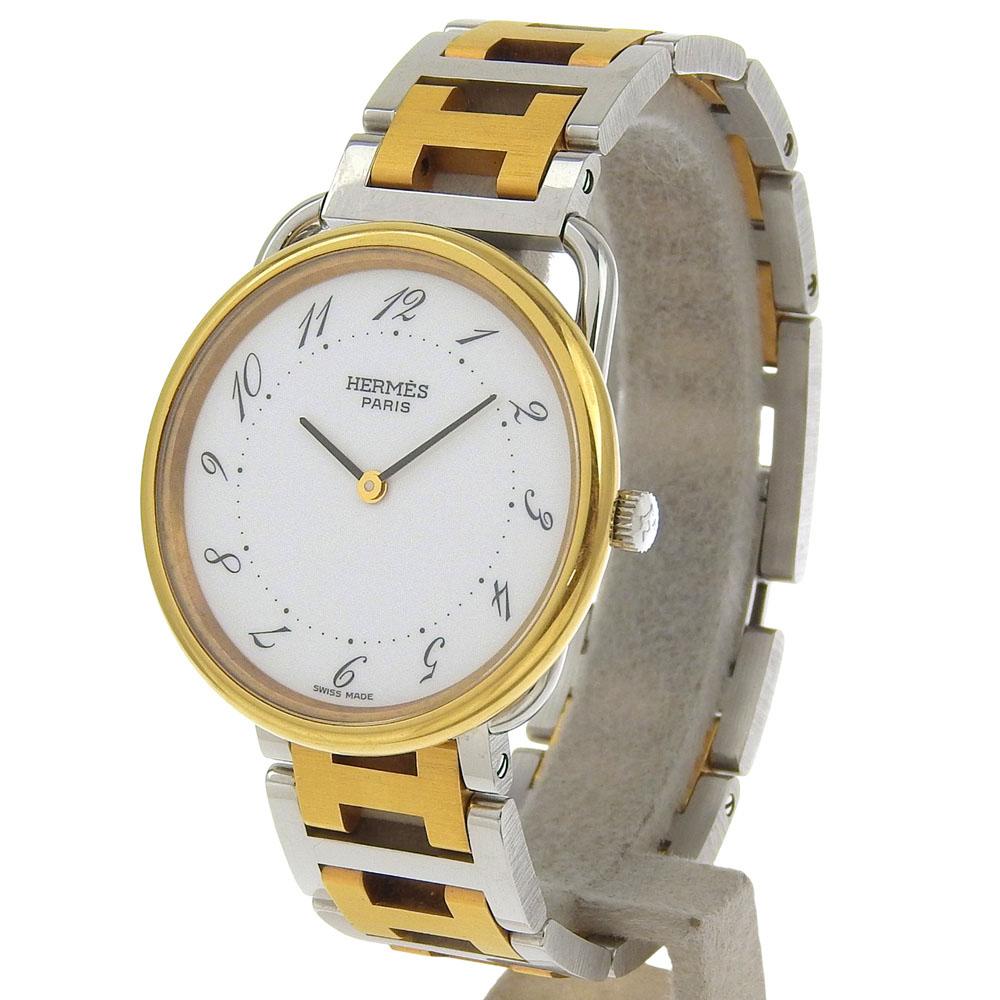 HERMES Arceau Watches Silver/gold whiteDial Stainless Steel/Plated Gold Quartz Analog display mens Used