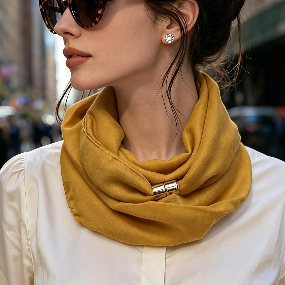 French Elegant Neck Scarf, Versatile Solid Color Scarf, Minimalist No-Tie Scarf Neck Warmer,  Premium Feel Versatile Neck Scarf