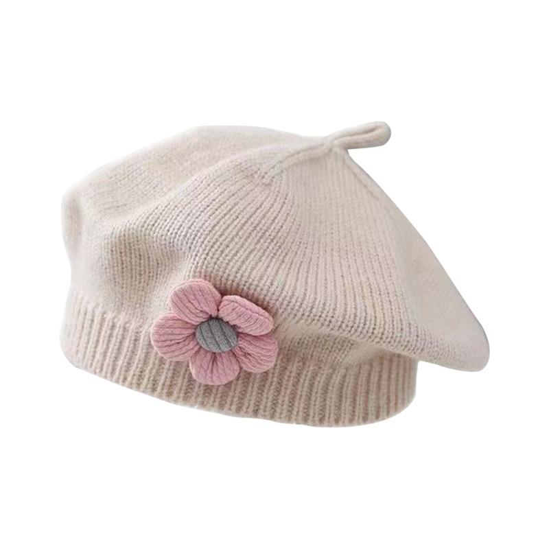 Winter Toddlers Beret Princess Girls Warm Hat Lovely Knitted Caps Windproof Hats Baby Stylish Bonnet for Infant 6M-4T