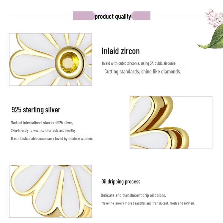 Daisy 925 Silver Gold-Plated Zircon Beaded Bracelet SCX118