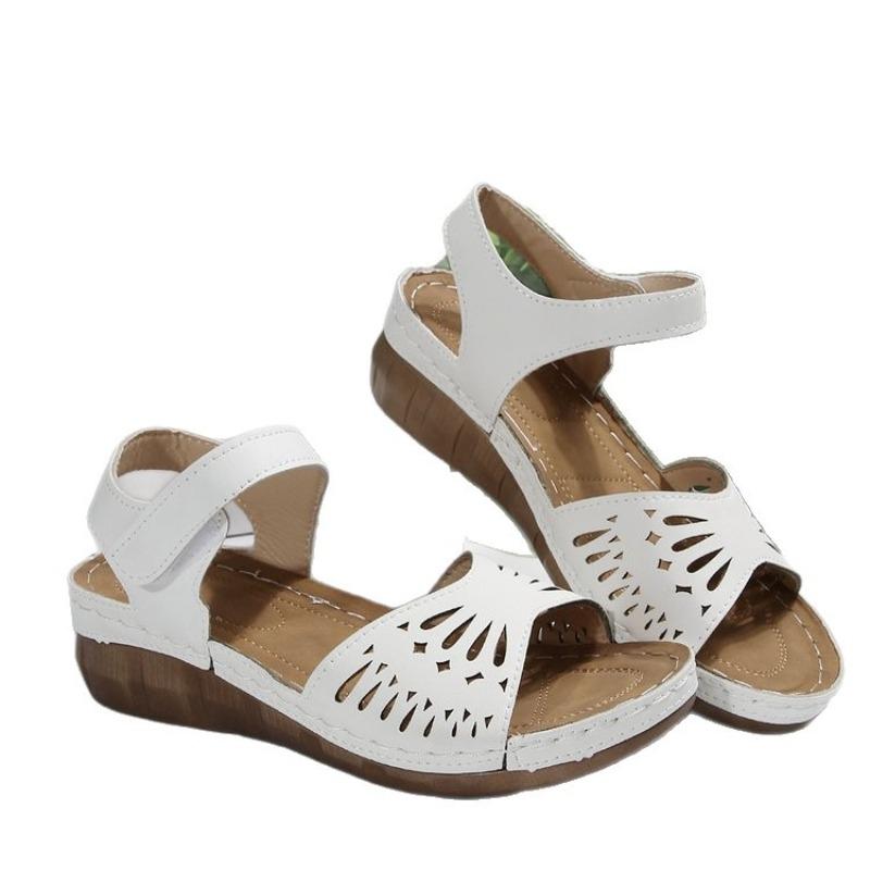 Damen Übergröße Plateau Cut-Out Sport Sandalen Sommer Europäisch Amerikanischer Stil Klettverschluss Lässige Slipper