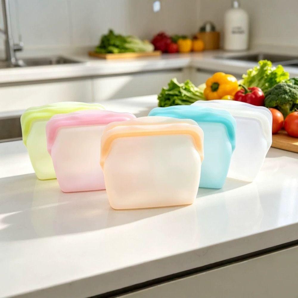 High Temperature Resistance Silicone Fresh-keeping Bag Upright Freezer Bags Freezer Microwave Safe