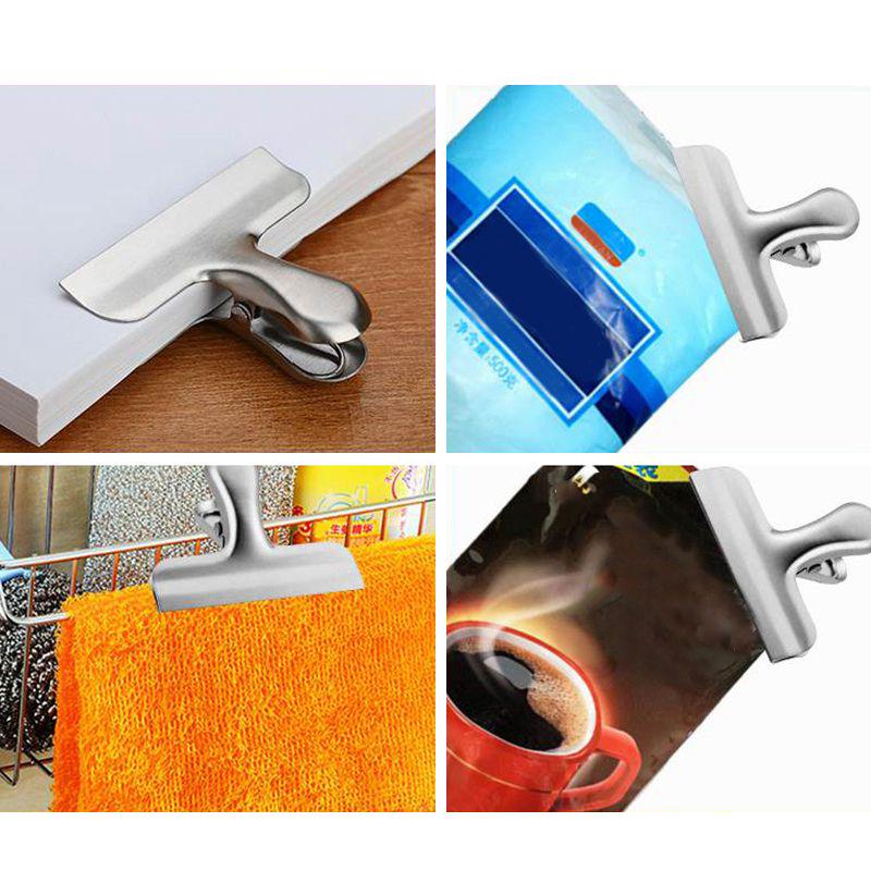 Snack Sealing Clips Stainless Steel Food Clips Seal The Coffee Beans Seal Food Storage Bags Food Saver Travel Kitchen Gadgets
