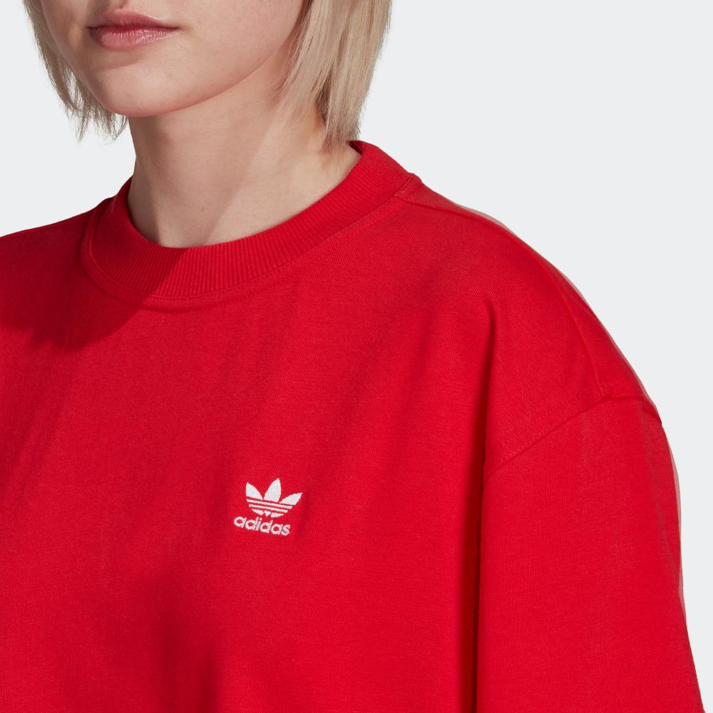 Adidas Originals Sports Lifestyle Series Side Slit Loose Fit Comfortable Short Sleeve Dress Women dresses Bright-Red HC2051