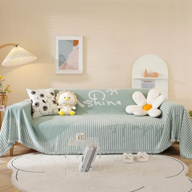 Modern Simple Stripe Fringe Couch Cover 3 Seat Chenille Jacquard Single Chair Cover Recliner Slipcover Sofa Throw All -Season Pet