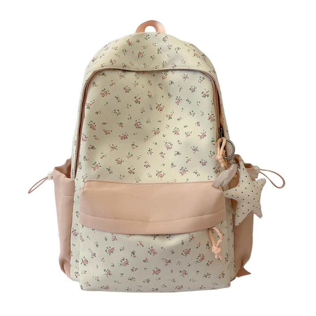 Schoolbag Japanese fashion simple high value floral student backpack ins niche cute lightweight large capacity double backpack
