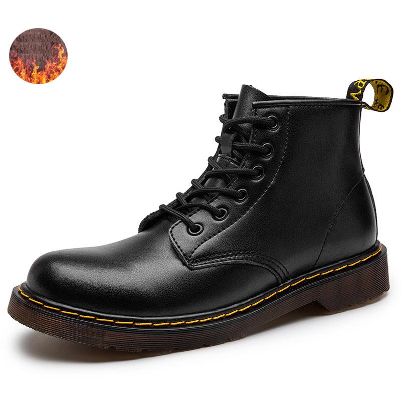 Autumn-Winter British Style Double-Lined Work Boots, Trendy and Stylish Winter Warmth-Packed Leather Boots with Padding