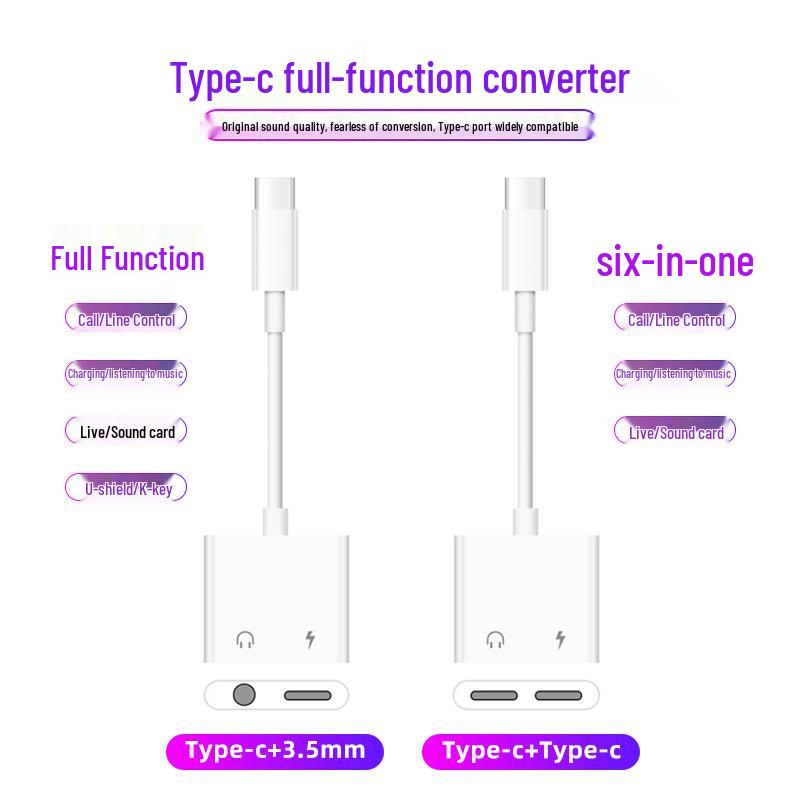 2-in-1 Dual Type-C to 3.5mm Adapter: Stream, Call, Listen & Charge