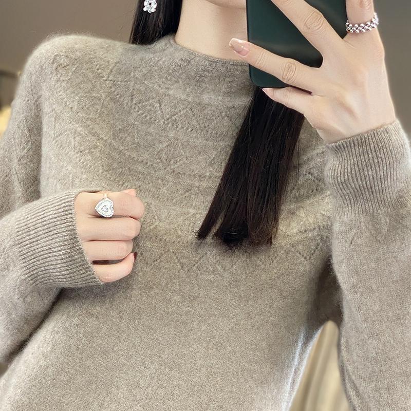 Women's Cashmere Sweater Qinghe Cashmere 30% Cashmere 70% Wool Women's Autumn and Winter Cashmere Pullover Soft and Warm