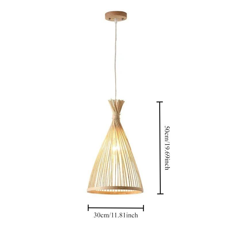 Japanese Chandelier Natural Bamboo Rattan LED Pendant Lights Handmade Weaving Hanging Lamps Wicker Shades E27 Lighting Lampshade