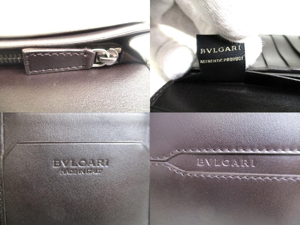 Authentisches BVLGARI Octo Dunkelbraunes Leder Klappe Lange Geldbörse #b021 Geöffnete Schachtel