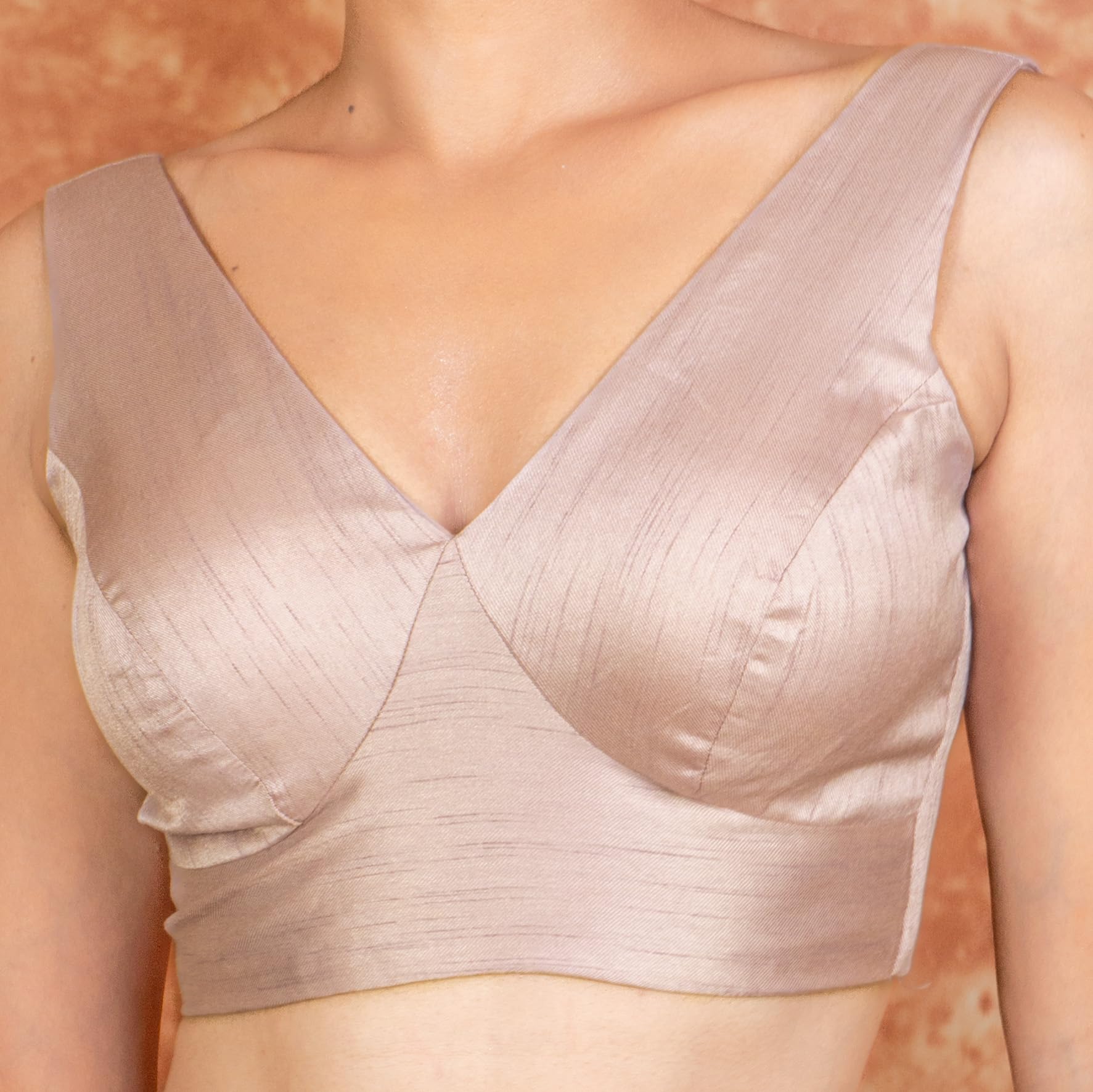 Women`s Dupion Raw Silk Sleeveless V