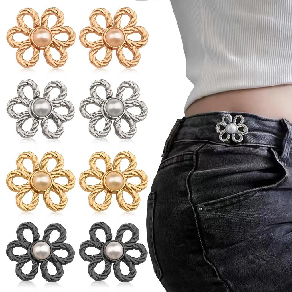 Waist Metal Flower Invisibility Decoration Couple Buckles Pants Skirts Size Change From Large To Small Adjustable Tighten