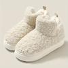 Women's Winter Slippers - Non-Slip Platform Sole, Beige House Shoes for Indoor/Outdoor, Soft Fabric Upper & Cushioned EVA Sole - Warm