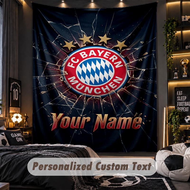 TapestryBayern Munich Custom Name Text Personalized Wall Hanging Tapestry Home Wall Decor