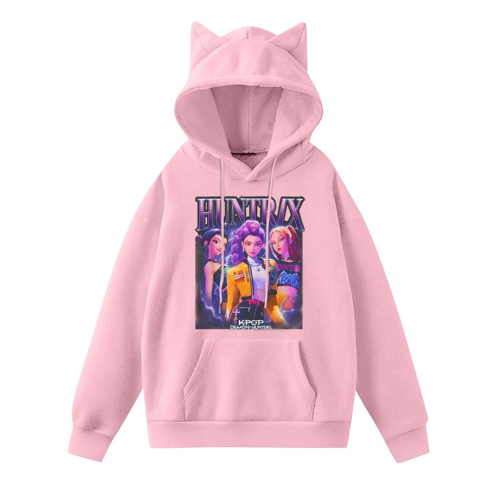 Ladies Fashion Casual Long Sleeve Printed Round Neck Hoodie Pullover Top With Pockets