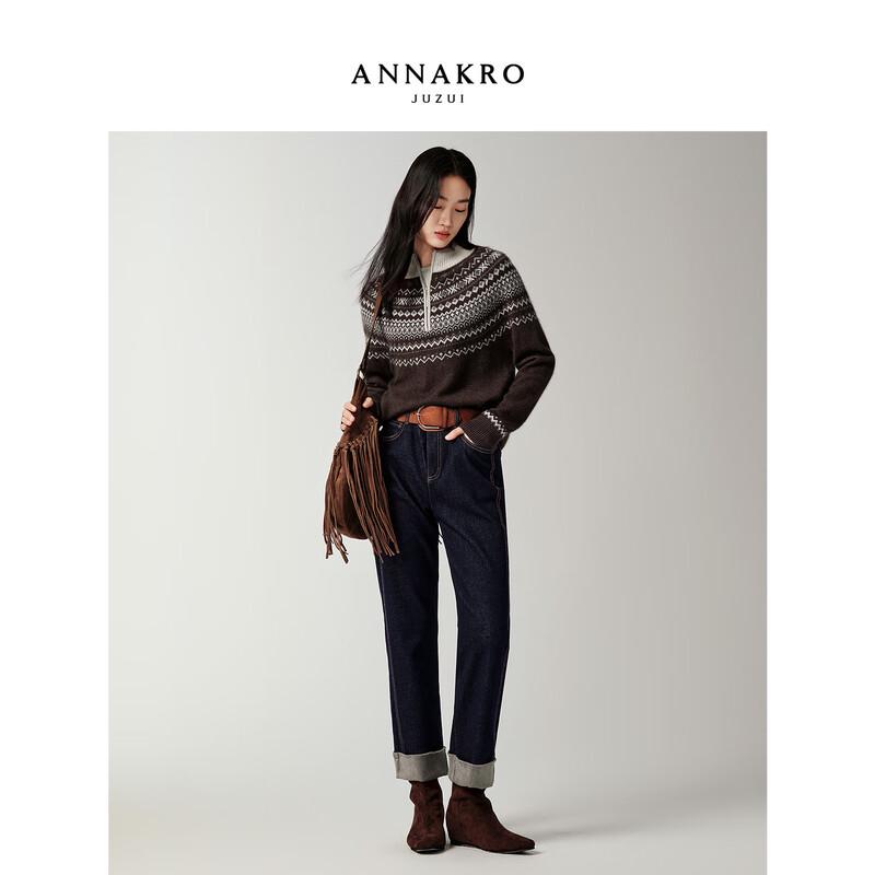 Женский ретро-свитер с жаккардовым узором Anna Kou M