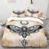 Death Moth Duvet Cover Set Queen Size Gothic Skull Boho Comforter Cover Black And White Skeleton Decorative Soft Bedding Set