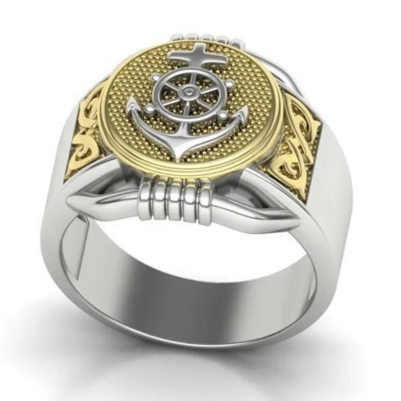

New men s ring fashion two-color creative model anchor shape men s ring ns style Internet celebrity jewelry 12