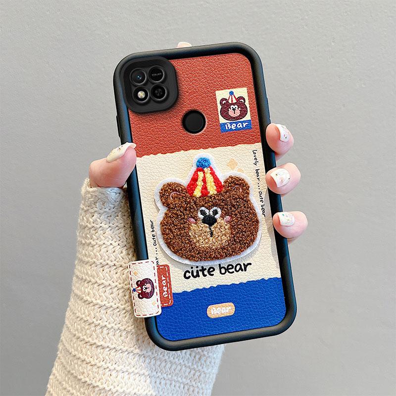KEYSION Cartoon Cute Plush Embroidery Case for Redmi 10A 9A 9C with Lanyard Silicone Shockproof Phone Cover for Xiaomi Redmi 9C 10A 9A