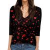 Women's T Shirt Print 3/4 Sleeve Daily Weekend Fashion Basic V- Neck Regular Top