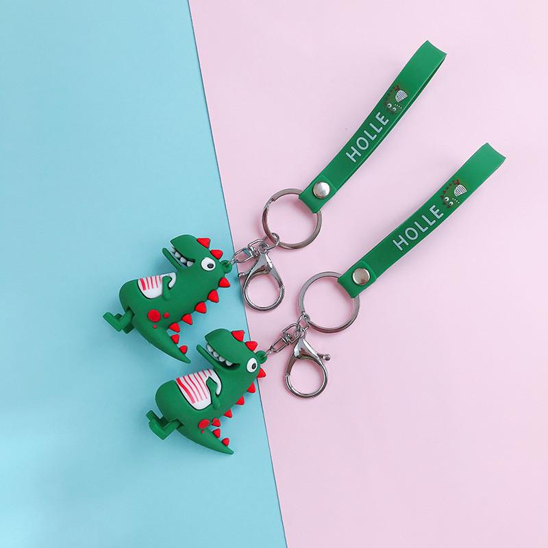 Cute Cartoon Dinosaur Rubber Keychain Adorable Car Bag Charm For Women