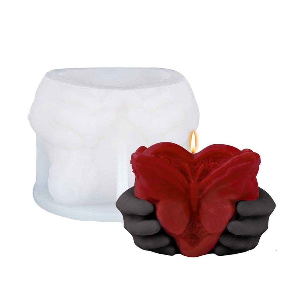 Heart Shape Silicone Candle Molds for Epoxy Resin Candle Soap Holding Heart In Hand Silicone Molds for Gypsum Decoration