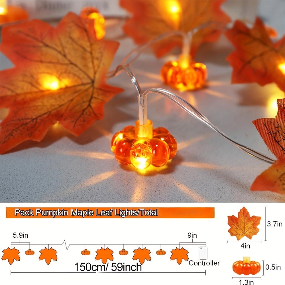 

1 pack LED battery-powered 3D illuminated maple leaf and pumpkin garland lights, warm white and multicoloured autumn leaves 10LED/4.9ft/ 1.5m