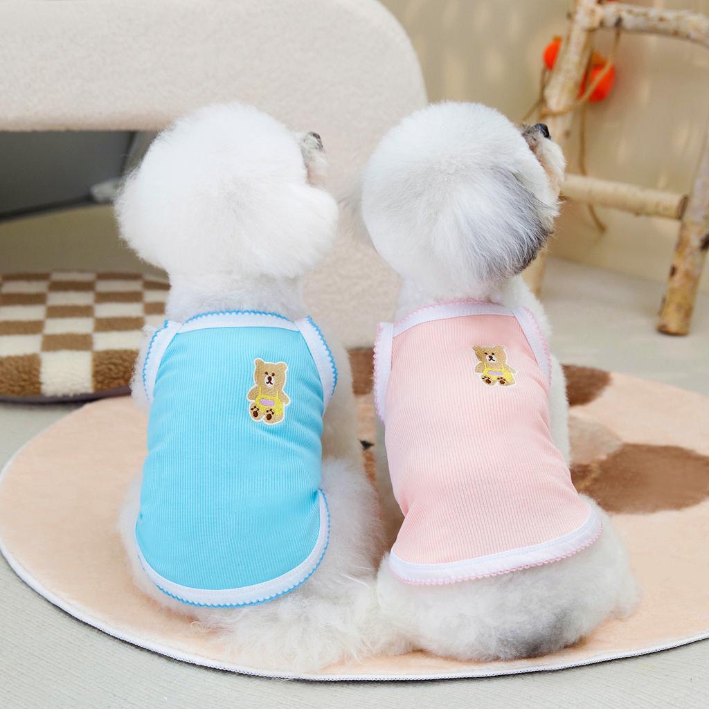 New Dog Clothes Pet 2025 Embroidered Bear Suspender Spring and Summer Pomeranian Teddy Macaron Series Clothing