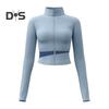 Women's Workout Jacket Full Zip Up Cropped Yoga Jacket Long Sleeve Slim Fit Athletic Top Running Track Sportwear for Fitness