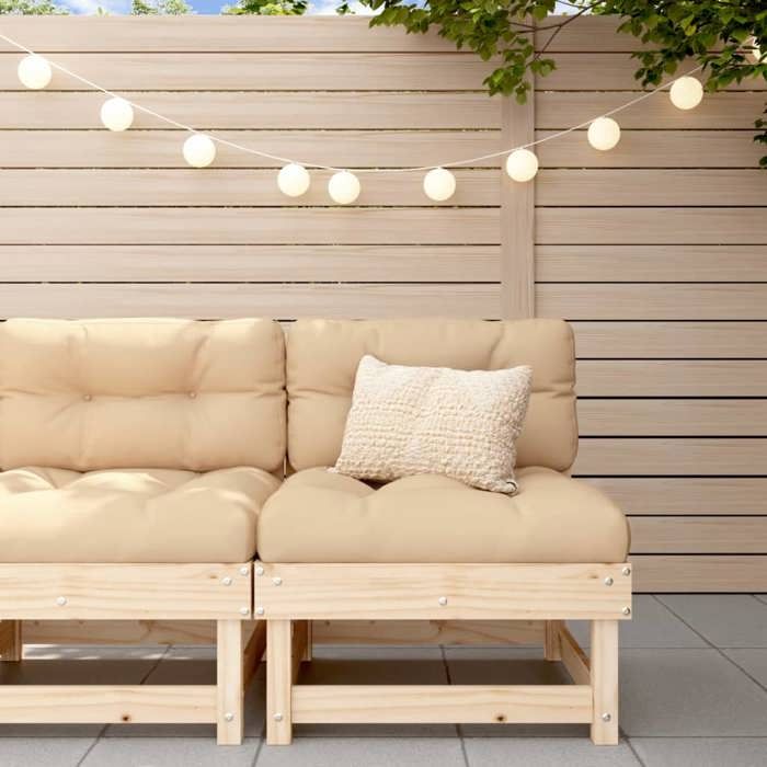 VidaXL Canapé central avec coussins bois de pin massif, canapé de jardin, siège de jardin, siège d'extérieur, canapé 825429