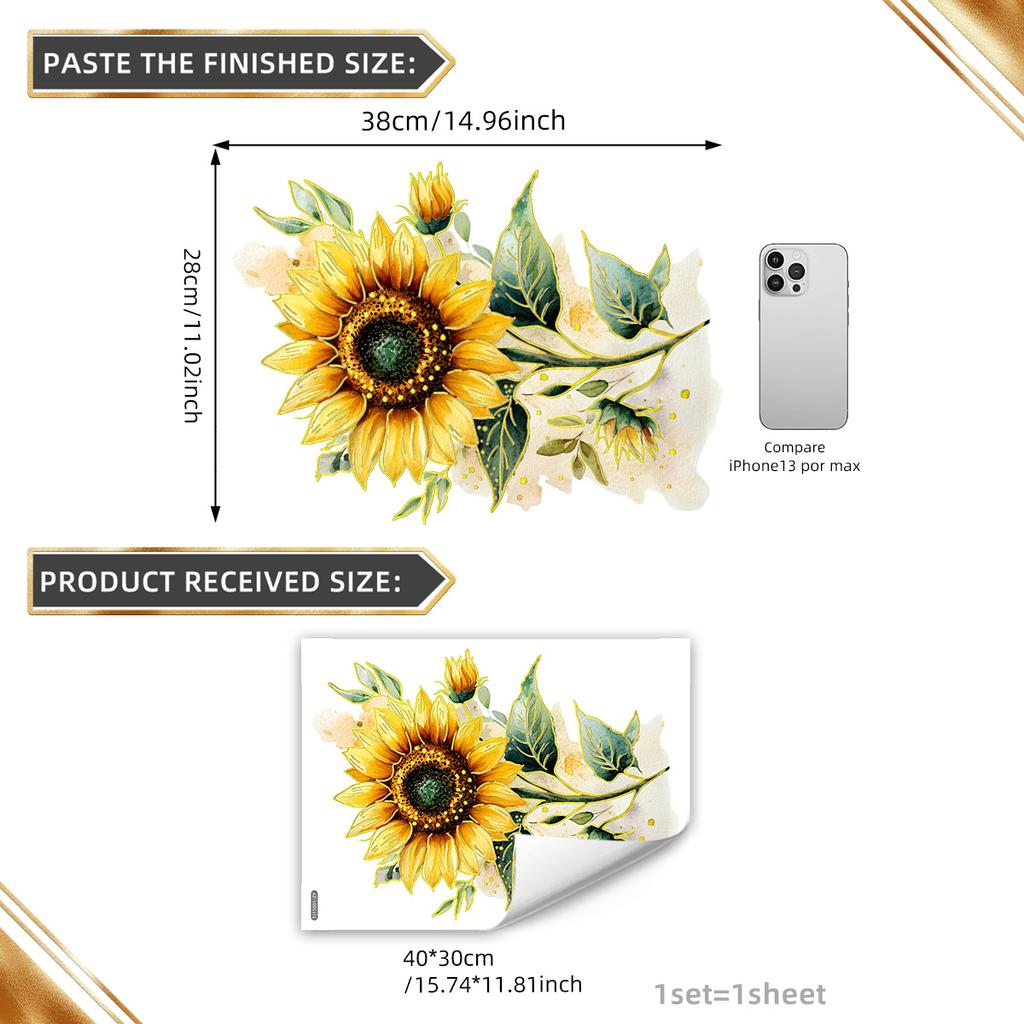 Tj11001 Creative A Large Bunch Of Sunflower Wall Stickers Beautify Decoration Living Room Bedroom Background Self-Adhesive Wall Stickers