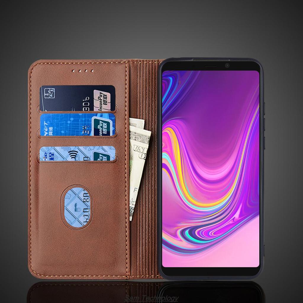 Magnetické kožené pouzdro s výklopným krytem pro Samsung Galaxy A9 2018 A920F, peněženka, taška, pouzdro, kryt, pouzdro Coque