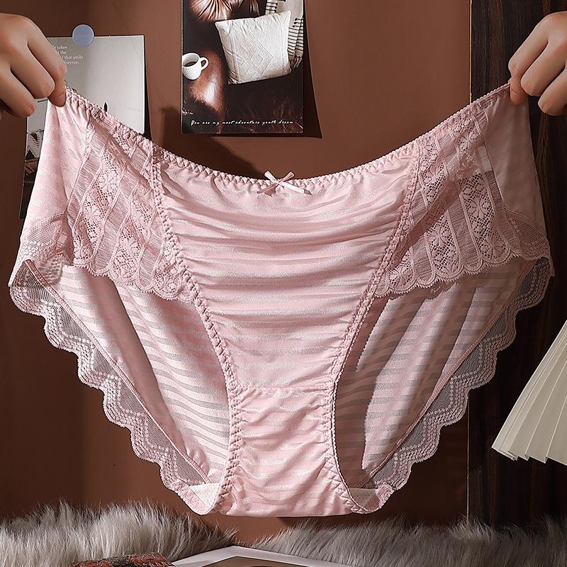 Luxury Plus Size Panties Women Underwear Sexy Lace Patchwork Briefs Mid-rise Pantys Lift Up Oversized Underpants Female
