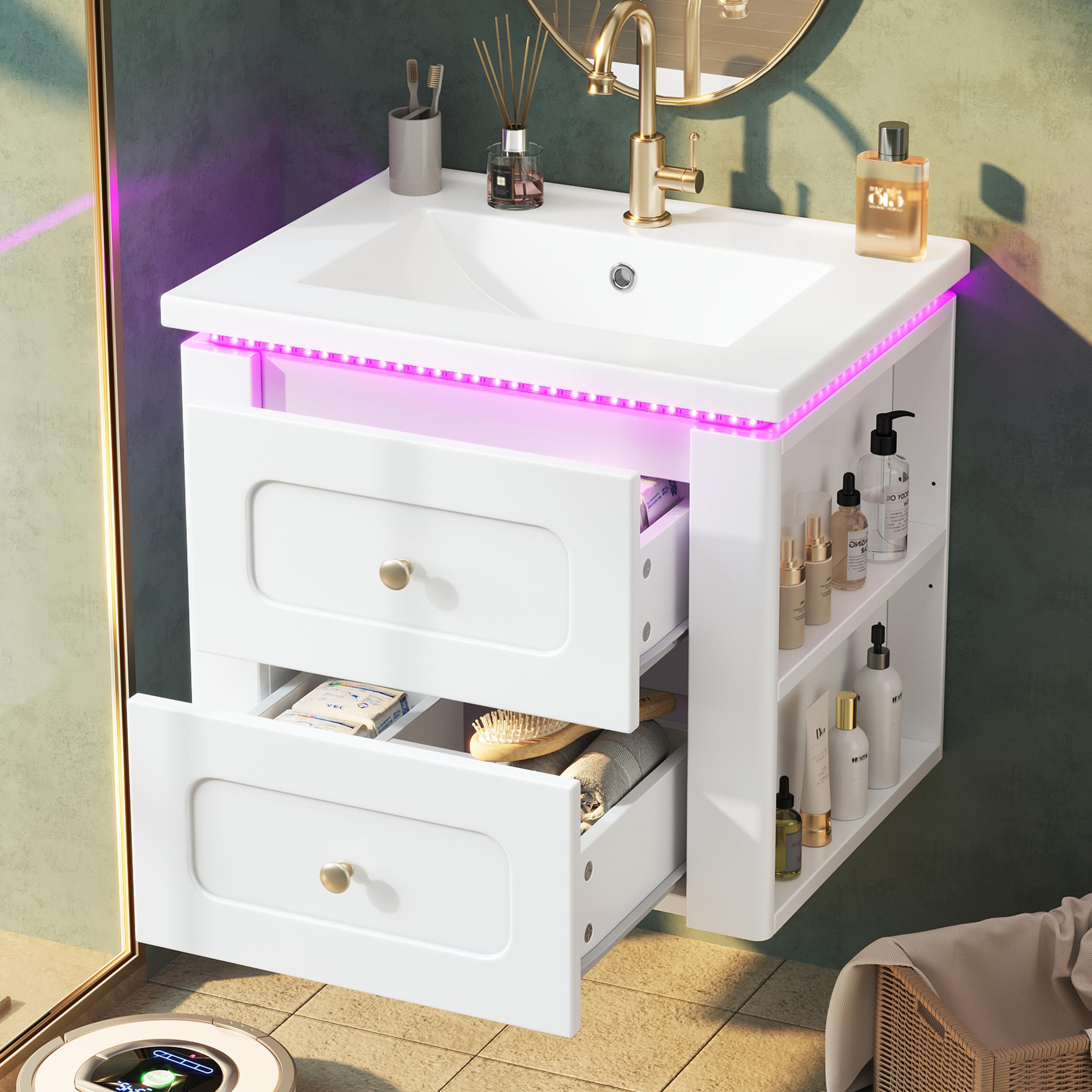 61 cm glossy white wall-hanging bathroom