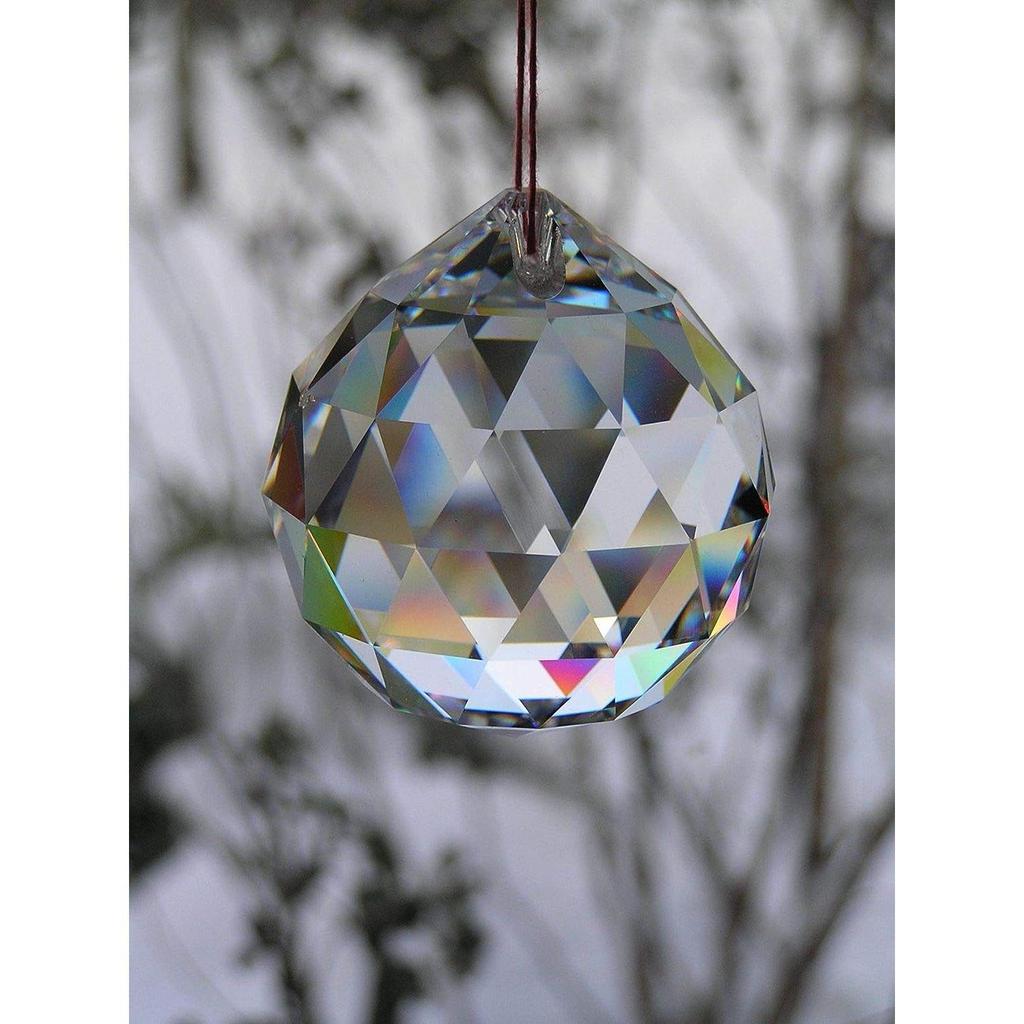 Feng Shui Clear Crystal Ball Sun Catcher (40 MM, Clear) Window Hanging Ball for Good Luck & Prosperity - Hanging Home Deocration & Gifting