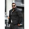 Concealable Hooded Men's Puffer Nubuck Leather Coat