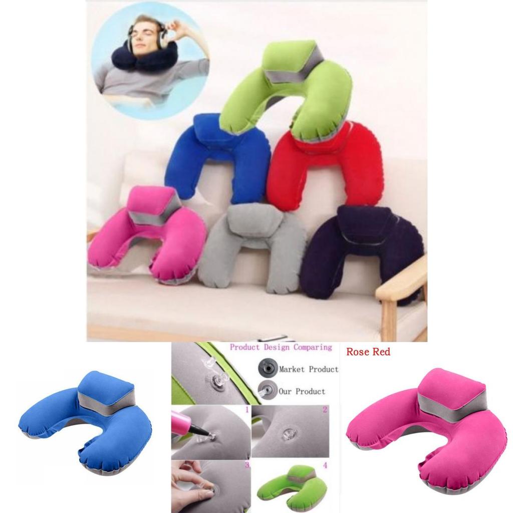 Luxurious Inflatable Travel Pillow Set With Eye Mask And Earplugs For Airplane Comfort