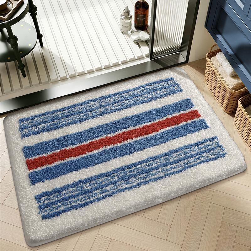 Flocked Non Slip Bathroom Mat Super Absorbent Quick Dry Shower Rug Machine Washable Soft Bath Floor Mat for Home Door Mat
