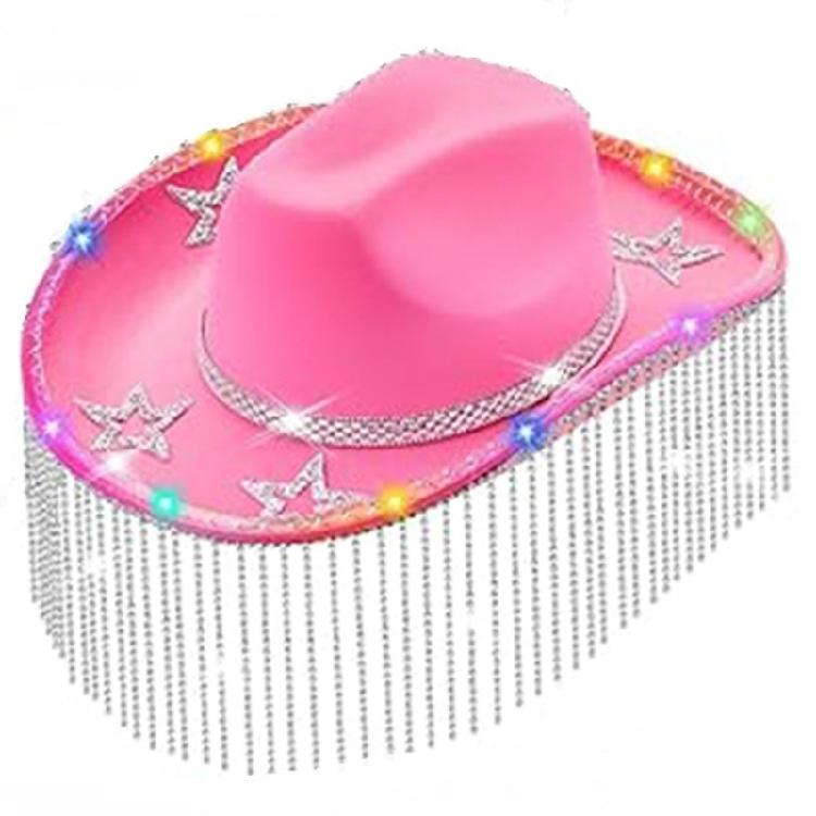 Crystal Cowboy Hat Flickering Tassels Hat for Disco House Cocktail Parties