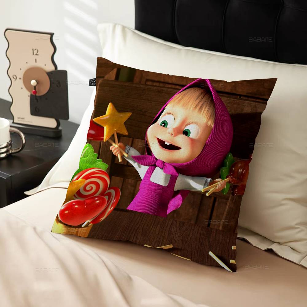 M-Masha And B-Bears Personalized Picture Text Home Decorative Pillows Household Gifts 45x45cm