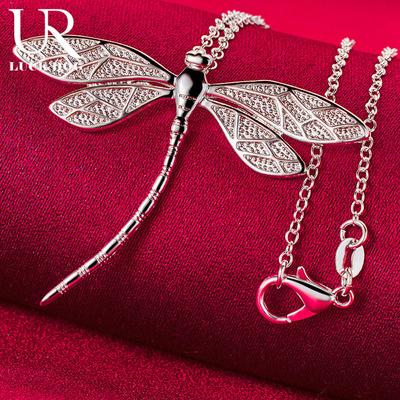 925 Sterling Silver Dragonfly Pendant Necklace Fashionable Wedding Jewelry