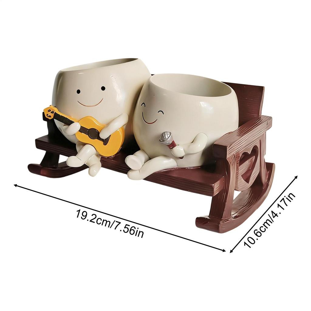 Cute Chair Smiling Face Guitar Flower Pot Creative Swing Succulents Plant Flower Pot With Drainage Hole Garden Home Decoration