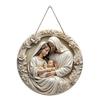 American Country Round Wooden Nativity Resurrection Sign Decor for Family Baptism